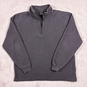 Jos A Bank Mens L Traveler Collection Charcoal Gray 1/4 Zip Pullover Sweater